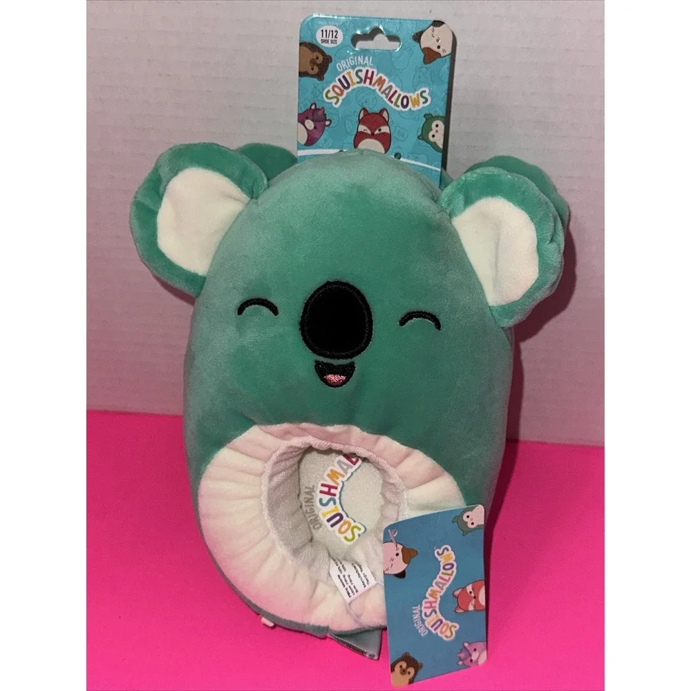 NWT Squishmallow Size 11/12 Green‎ Blue Koala Kids Slippers Fun Plush Kevin A16